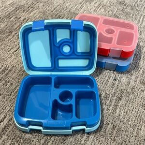 Bentgo kids lunch box set with 2 additional trays including covers blue red